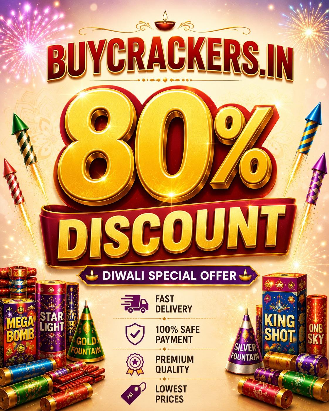 Up to 80% Discount on Genuine Sivakasi Crackers